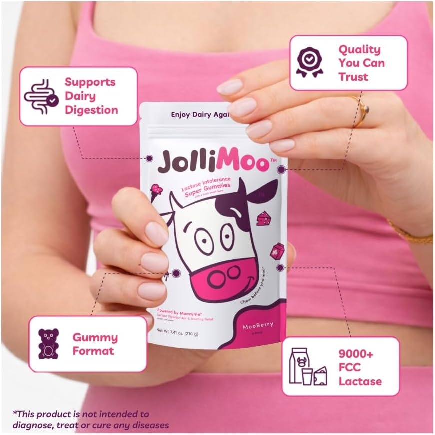 JolliMoo Lactase Enzyme Gummies | No More Dairy Pills | 10,500 ALU Per Gummy