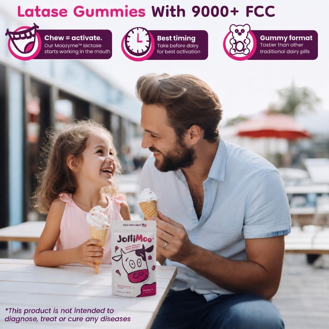 JolliMoo Lactase Enzyme Gummies | No More Dairy Pills | 10,500 ALU Per Gummy