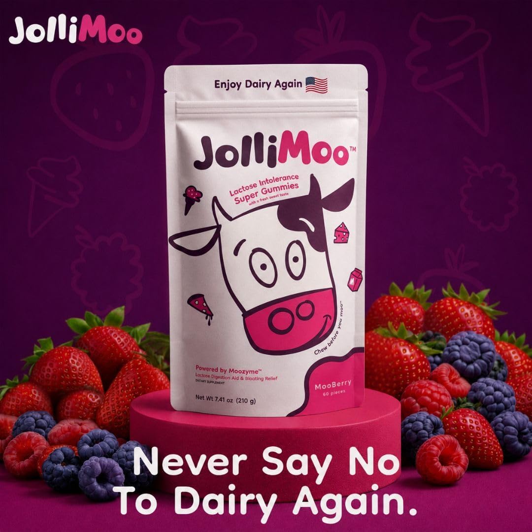 JolliMoo Lactase Enzyme Gummies | No More Dairy Pills | 10,500 ALU Per Gummy