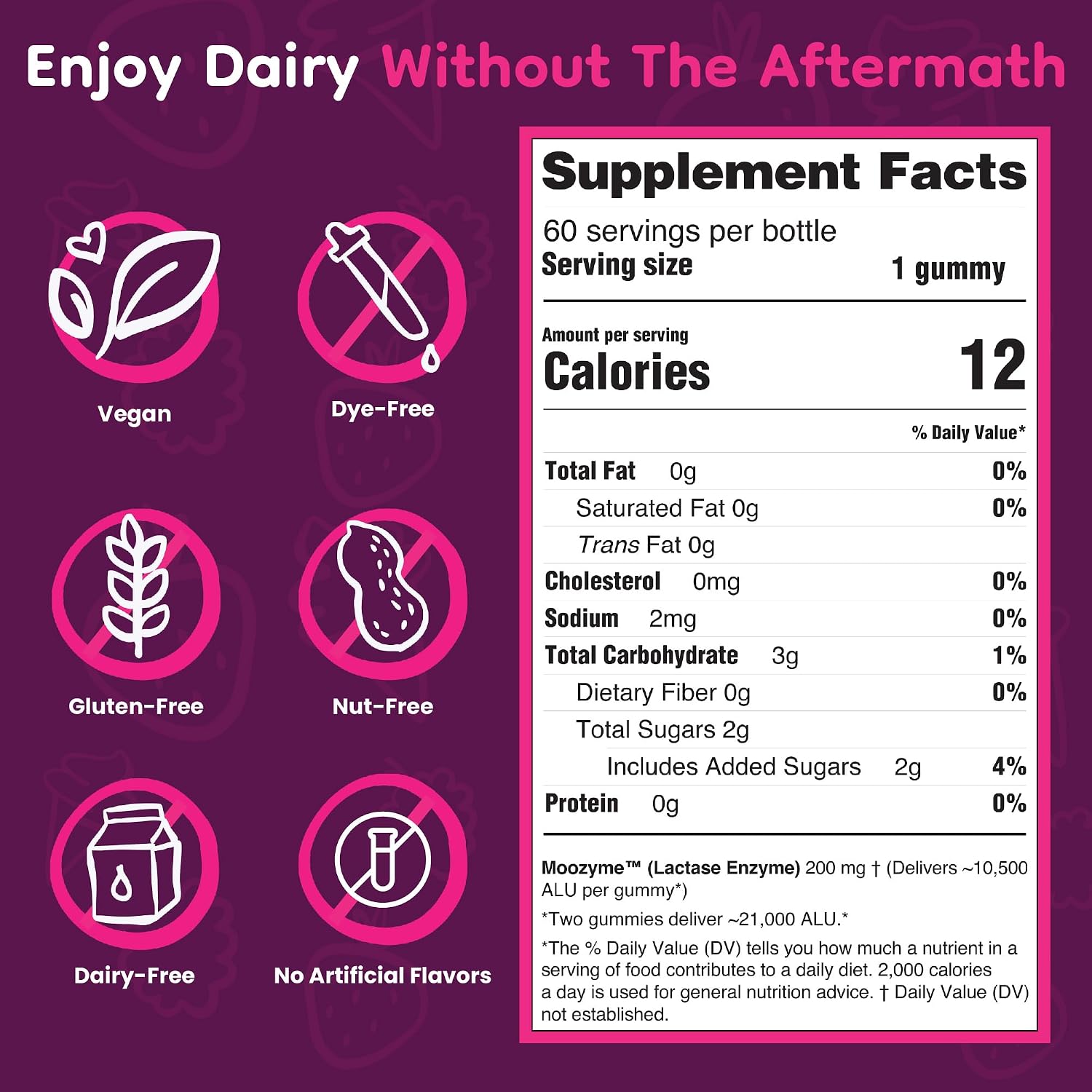 JolliMoo Lactase Enzyme Gummies | No More Dairy Pills | 10,500 ALU Per Gummy