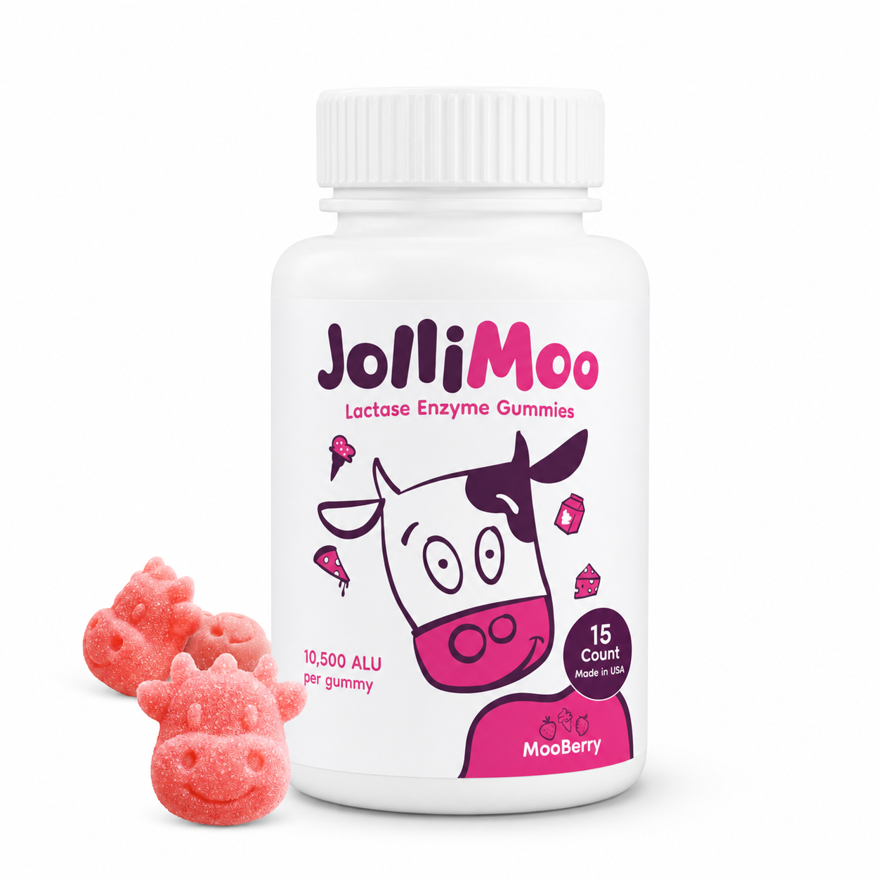 JolliMoo Lactase Enzyme Gummies | No More Dairy Pills | 10,500 ALU Per Gummy