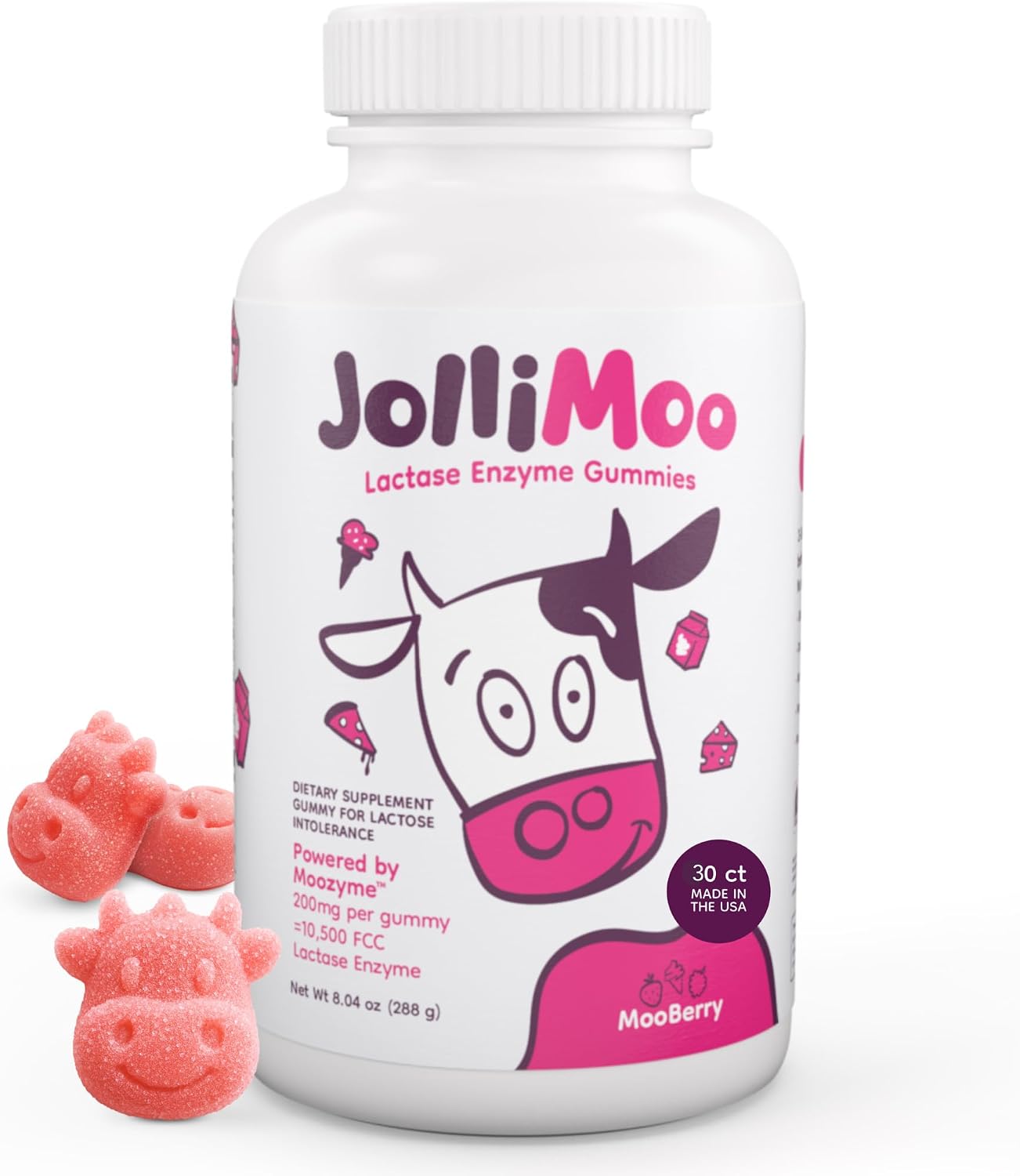 JolliMoo Lactase Enzyme Gummies | No More Dairy Pills | 10,500 ALU Per Gummy